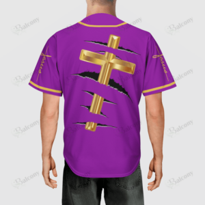 Baseball Tee Jesus - The Cross Purple Baseball Jersey 177 - Gift Men Women 3