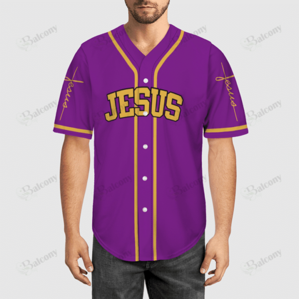 Baseball Tee Jesus – The Cross Purple Baseball Jersey 177 – Gift Men Women