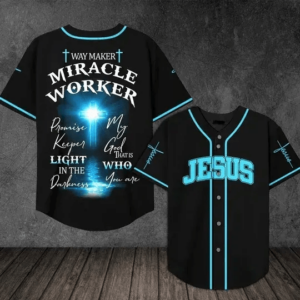 Jesus way maker promise keeper light in the darkness Baseball Tee Jersey Shirt Printed 3D - Gift Men Women