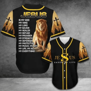 Lion Jesus saves my life Jesus is my everything Baseball Tee Jersey Shirt Printed 3D - Gift Men Women