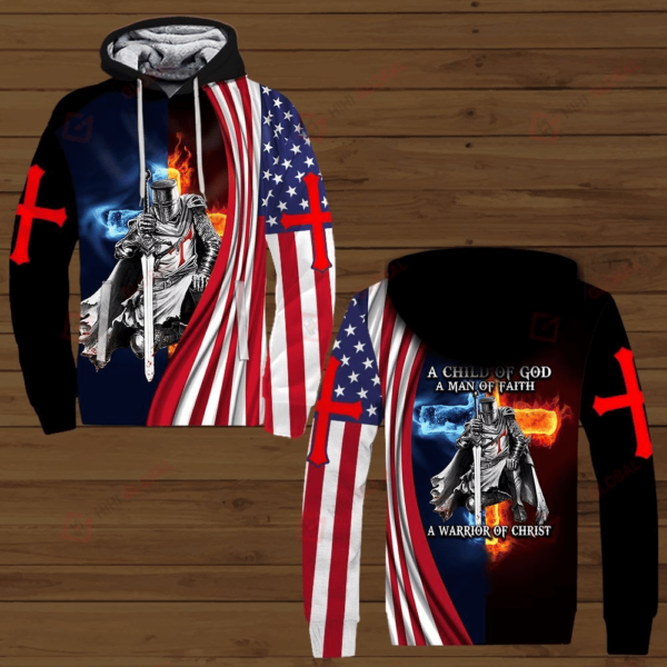A Child Of God American Flag Fire Knight Jesus Christian Hawaiian Shirts  – Gift Men Women Days