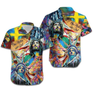 Jesus Lion One Nation Under God Red Hawaiian Shirt  - Gift Men Women Days