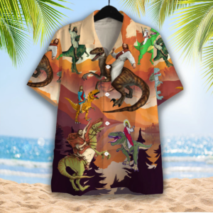 Jesus Rides A Dinosaur Hawaiian Shirt  - Gift Men Women Days