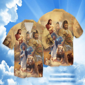 Jesus Lion Lamb Galaxy Hawaiian Shirt  - Gift Men Women Days