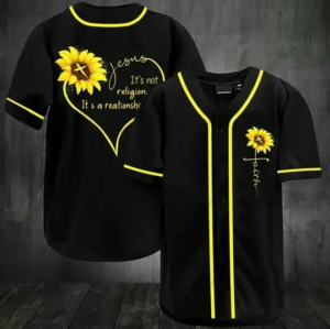 Jesus Sunflower It's Not a Religion, It's a Relationship Baseball Tee Jersey Shirt Printed 3D - Gift Men Women