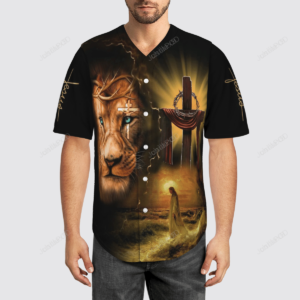 Jesus Lion - A Child Of God, A Man Of Faith, A Warrior Of Christ Baseball Tee Jersey Shirt - Gift Men Women