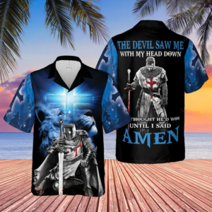 The Devil Saw Me with My Head Down Knight Jesus Lion King Hawaiian Shirts