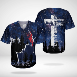 Jesus and Camping Baseball Jersey - Gift Men Women