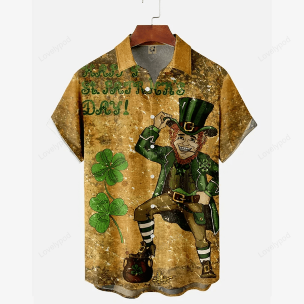 St. Patrick’s Men’s Hawaiian Shirts Viking Jesus Cross Art Stretch Aloha Shirts
