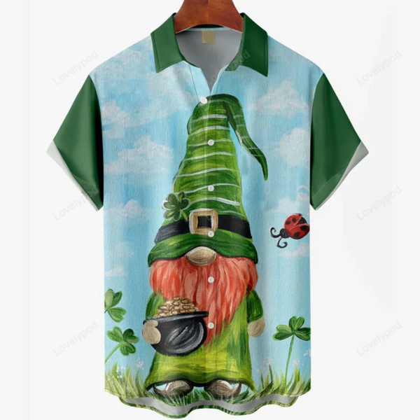 St. Patrick’s Men’s Hawaiian Shirts Viking Jesus Cross Art Stretch Aloha Shirts
