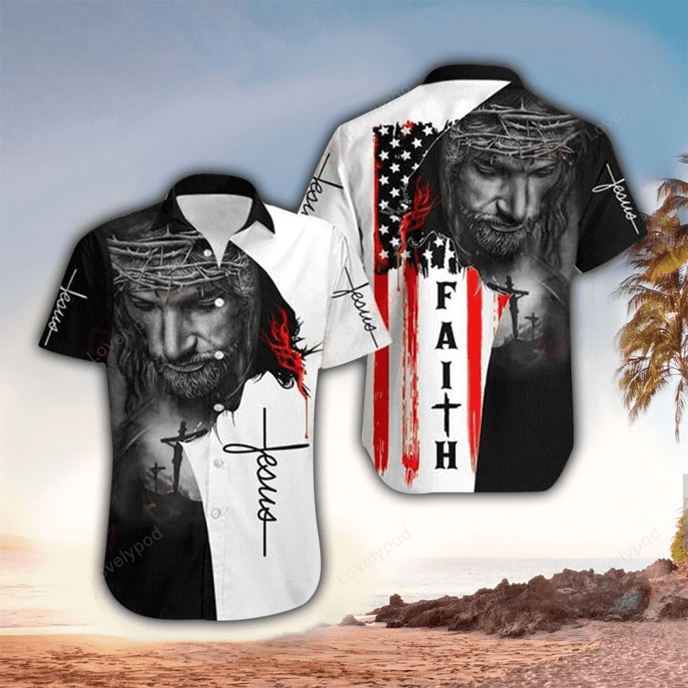 Jesus Face Faith American Flag Hawaii Shirt – Christian Hawaiian Shirts For Men & Women Jesus Face Faith American Flag Hawaii Shirt – Christian Hawaiian Shirts For Men & Women