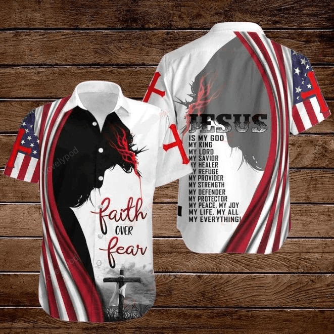 Cross Jesus Bible America Flag Faith Over Fear Jesus Is My God My King My Lord My Savior Hawaiian Shirt – Christian Hawaiian Shirts For Men & Women Cross Jesus Bible America Flag Faith Over Fear Jesus Is My God My King My Lord My Savior Hawaiian Shirt – Christian Hawaiian Shirts For Men & Women