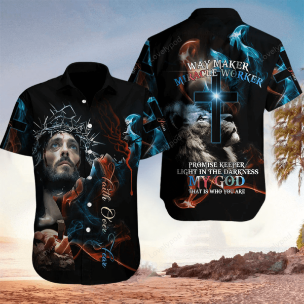 Jesus Faith Over Fear Christian Hawaiian Shirt – Christian Hawaiian Shirts For Men & Women