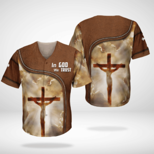 In God We Trust Jesus Cross Christian Baseball Jersey - Gift Men Women