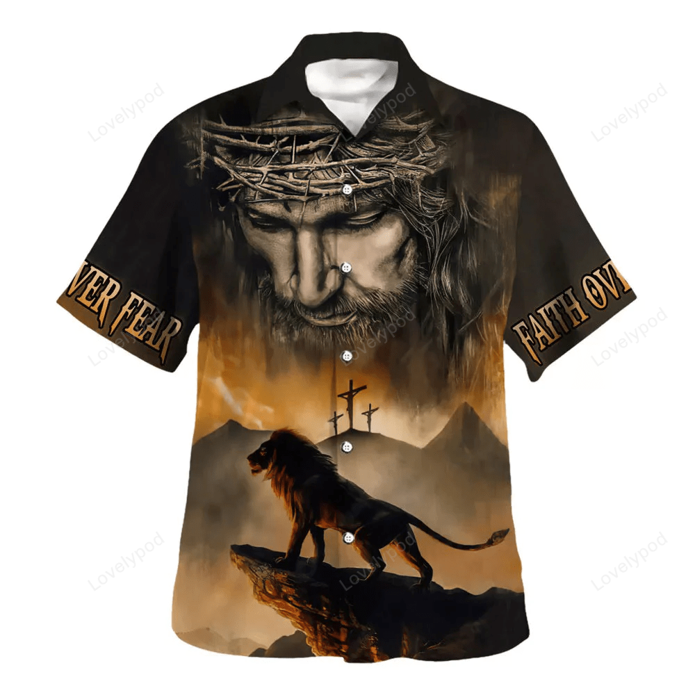Jesus And Lion Hawaiian Shirt – Christian Hawaiian Shirt – Religious Hawaiian Shirts Jesus And Lion Hawaiian Shirt – Christian Hawaiian Shirt – Religious Hawaiian Shirts