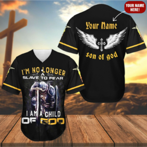 Personalized Jesus Baseball Jersey - Cross Angel Wings Gift for Christians - Child of God Custom Shirt