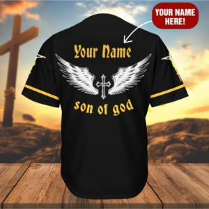 Personalized Jesus Baseball Jersey - Cross Angel Wings Gift for Christians - Child of God Custom Shirt 1