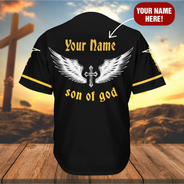 Personalized Jesus Baseball Jersey – Cross Angel Wings Gift for Christians – Child of God Custom Shirt