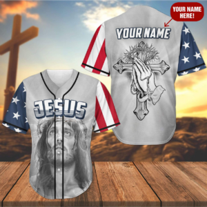 Personalized Jesus Baseball Jersey - Cross & Pray Gift for Christians