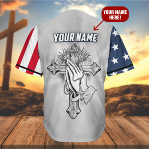 Personalized Jesus Baseball Jersey - Cross & Pray Gift for Christians 1