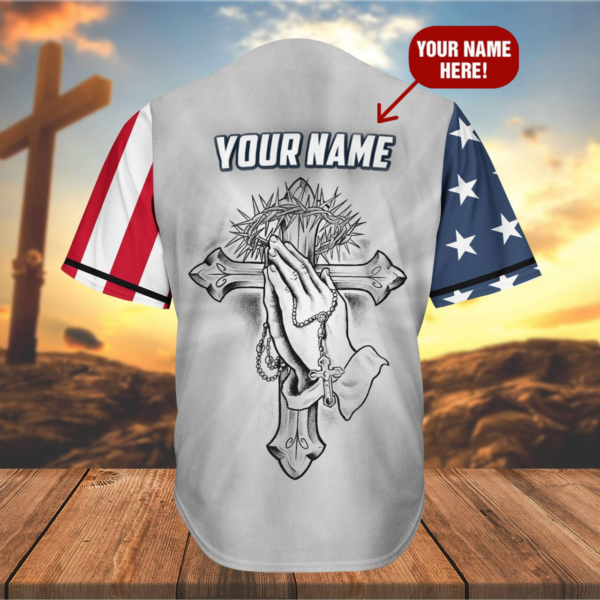 Personalized Jesus Baseball Jersey – Cross & Pray Gift for Christians