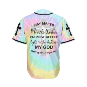 Custom Jesus Baseball Jersey - Colorful Cross Design - Ideal Gift for Christians - Way Maker Miracle Worker 1