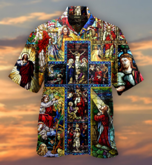 Jesus Hawaiian Shirt Christian Catholic Stained Glass Hawaii Shirt Jesus Aloha Shirt 2025