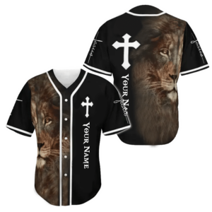 Personalized Name JESUS - LION BASEBALL SHIRT - Gift Men Women