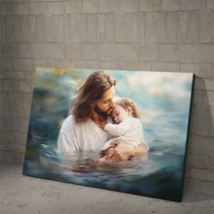 Jesus Holding A Baby Protection of God Poster and Canvas