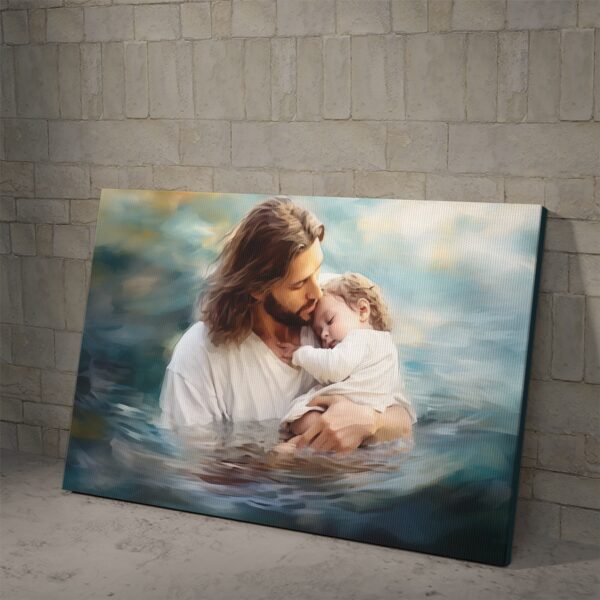 Jesus Holding A Baby Protection of God Poster and Canvas