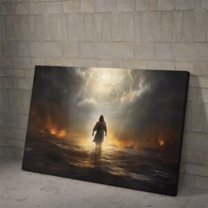 Jesus Walking on the Sea of Fire Poster and Canvas