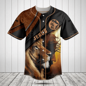 Jesus Lion Leather 3D Baseball Jersey Shirt - Gift Men Women
