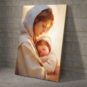 Virgin Mary and Nativity Jesus Wall Art, Catholic Poster and Canvas, Christian Wall Art, Bible Verse Wall Art