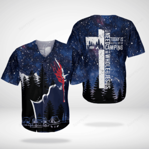 Jesus and Camping Baseball Jersey - Gift Men Women