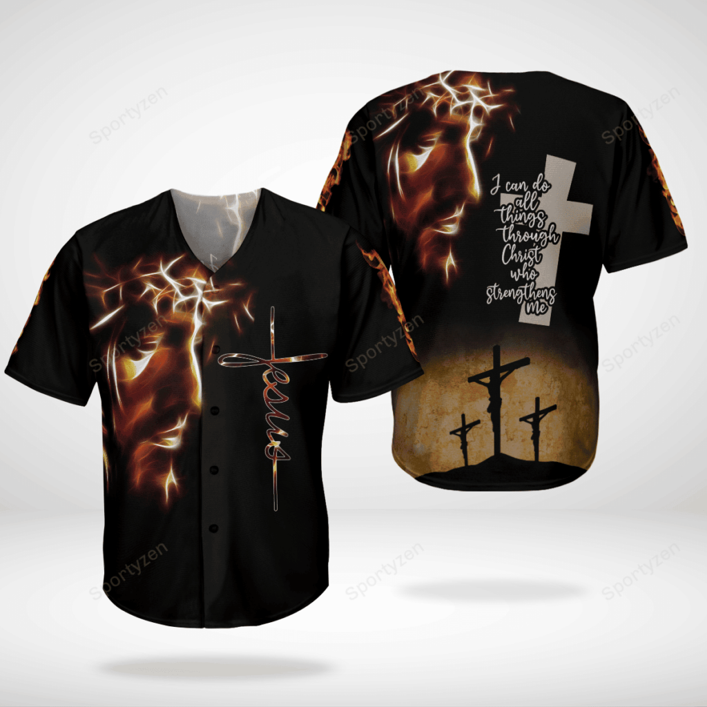 Jesus Fire Christian I can do all things Baseball Jersey – Gift Men Women Jesus Fire Christian I can do all things Baseball Jersey – Gift Men Women