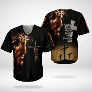 Jesus Fire Christian I can do all things Baseball Jersey - Gift Men Women