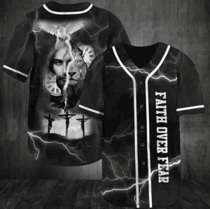 Jesus Lion Time Faith Over Fear Baseball Jersey - Gift Men Women