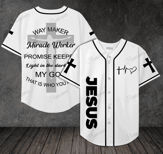 B&W Jesus way maker promise keeper light in the darkness Baseball Jersey – Gift Men Women B&W Jesus way maker promise keeper light in the darkness Baseball Jersey – Gift Men Women