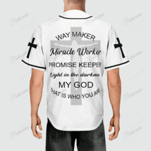 B&W Jesus way maker promise keeper light in the darkness Baseball Jersey - Gift Men Women 1