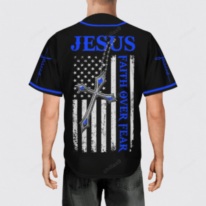 Jesus Faith over fear black the blue Baseball Jersey - Gift Men Women 1