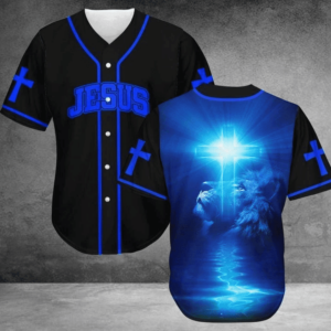 Amazing Jesus Lion King Blue Baseball Jersey - Gift Men Women