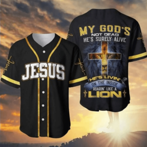 Jesus Inside Roarin' Like A Lion Baseball Tee Jersey Shirt Printed 3D - Gift Men Women