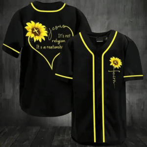 Jesus Sunflower It's Not a Religion, It's a Relationship Baseball Jersey - Gift Men Women
