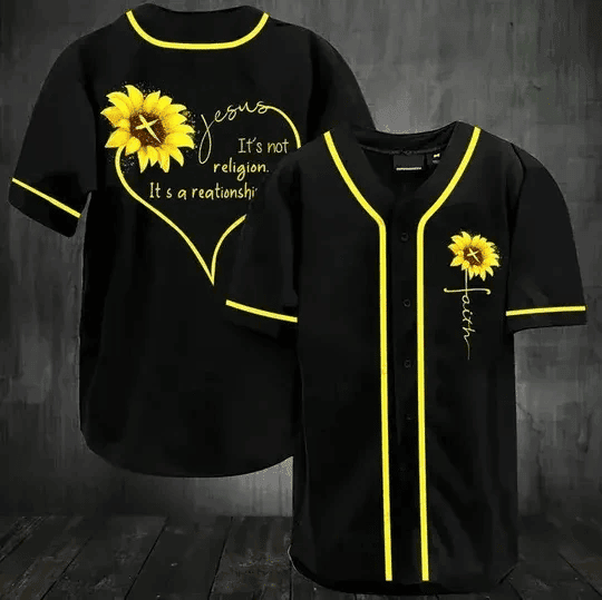 Jesus Sunflower It’s Not a Religion, It’s a Relationship Baseball Jersey – Gift Men Women Jesus Sunflower It’s Not a Religion, It’s a Relationship Baseball Jersey – Gift Men Women