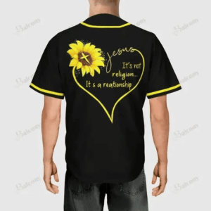 Jesus Sunflower It's Not a Religion, It's a Relationship Baseball Jersey - Gift Men Women 1