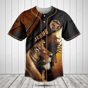 Jesus Lion Leather 3D Baseball Jersey Shirt - Gift Men Women