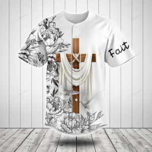 I Love Jesus Flower Black And White Baseball Jersey Shirt - Gift Men Women