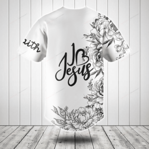 I Love Jesus Flower Black And White Baseball Jersey Shirt - Gift Men Women 1