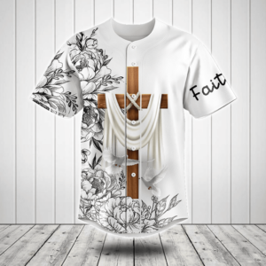 I Love Jesus Flower Black And White Baseball Jersey Shirt - Gift Men Women