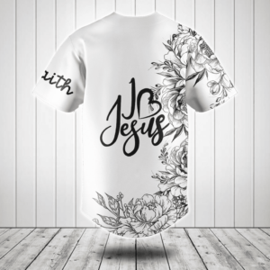 I Love Jesus Flower Black And White Baseball Jersey Shirt - Gift Men Women 1